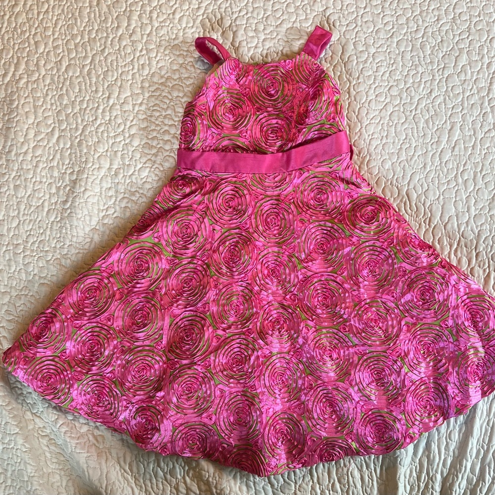 Rare Too, Girls size 6x. Pink and green dress.